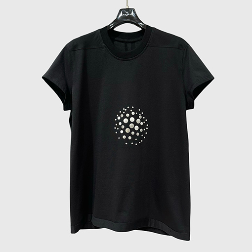 リックオウエンス  レディースビーズデカールクルーネックニット半袖Tシャツ