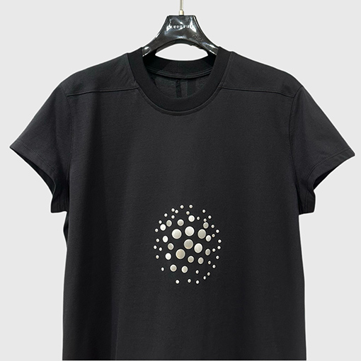 リックオウエンス  レディースビーズデカールクルーネックニット半袖Tシャツ