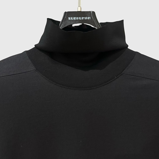 リックオウエンス  リブタートルネックビーズデカールショー長袖ニットルーズロングTシャツ