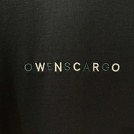 リックオウエンス メンズOWENSCARGO刺繍ラウンドネックルーズフィットニット5分半袖Tシャツ
