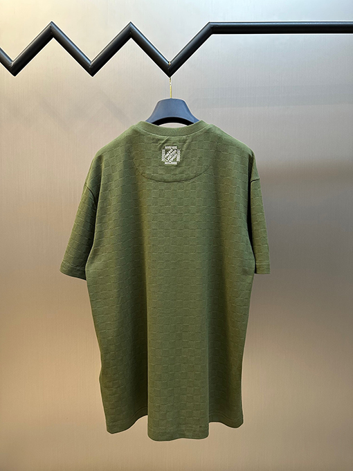 ルイヴィトン グリーンチェック柄ラウンドネックTシャツ