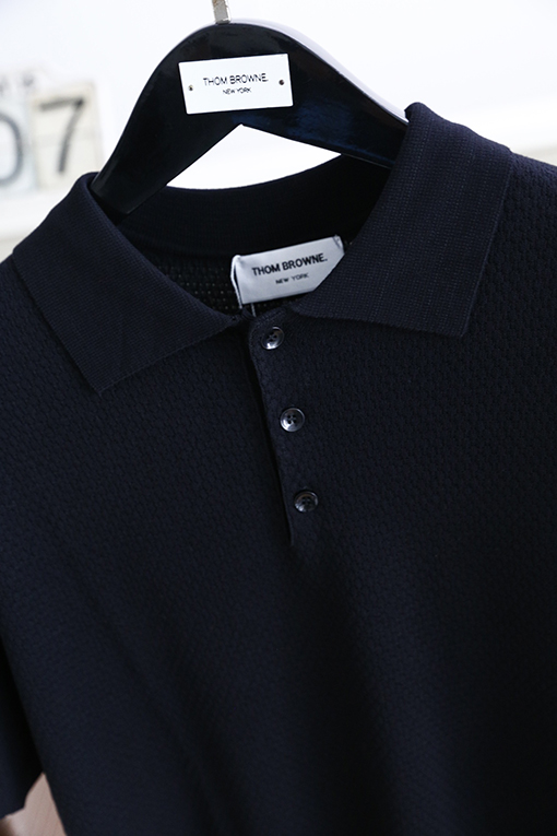 トムブラウン クラシックなファッション襟ポロ半袖シャツ