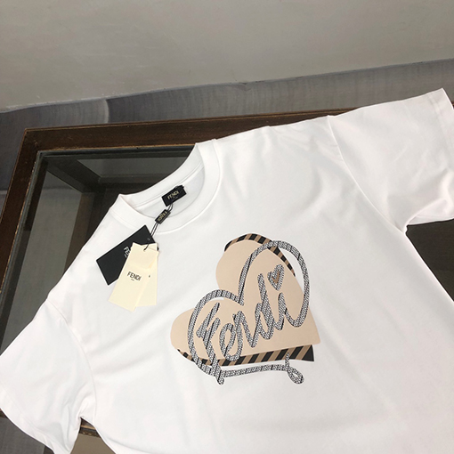 フェンディスーパーコピー愛のプリント文字半袖Tシャツ