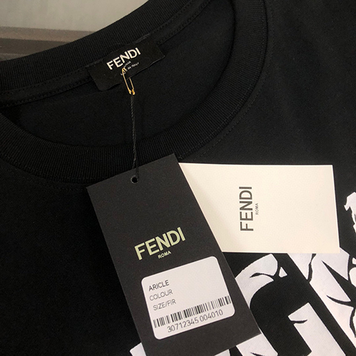 フェンディトップのロゴ印刷技術半袖Tシャツ