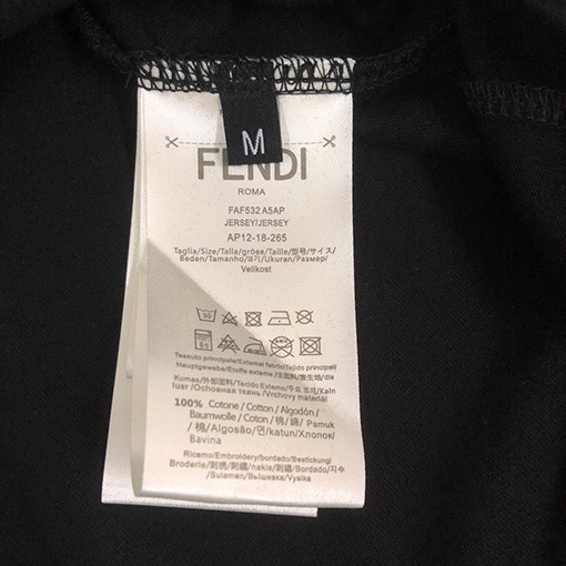 フェンディトップのロゴ印刷技術半袖Tシャツ