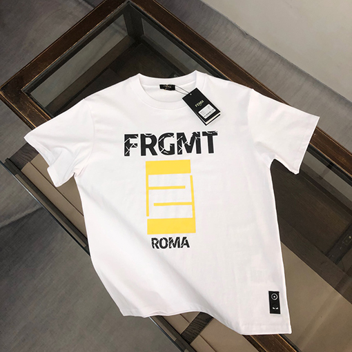 フェンディトップのロゴ印刷技術半袖Tシャツ