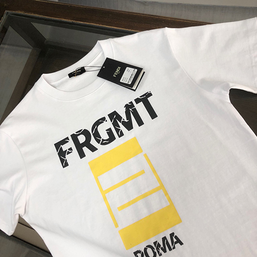 フェンディトップのロゴ印刷技術半袖Tシャツ