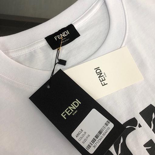 フェンディトップのロゴ印刷技術半袖Tシャツ