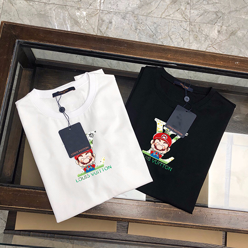 ルイヴィトントレンドロゴプリント半袖Tシャツ