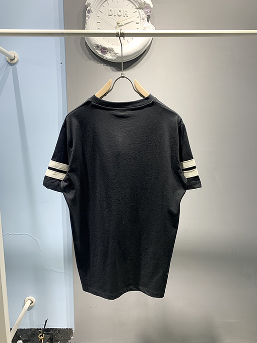 サンローランスーパーコピー2025 ss新しい袖口ウェビングTシャツ