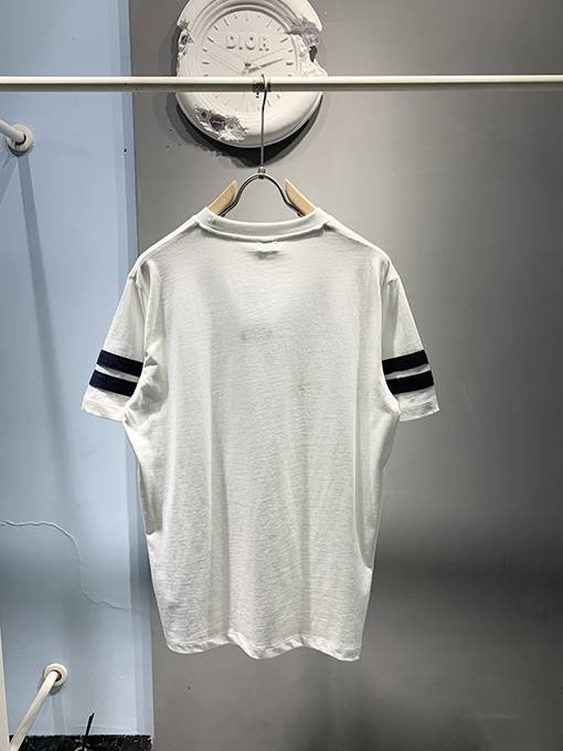 サンローランスーパーコピー2025 ss新しい袖口ウェビングTシャツ