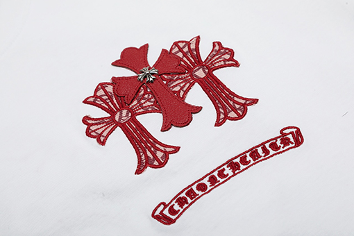 クロムハーツスーパーコピー 刺繍パッチパターンクロスメタルレザータグ半袖シャツ