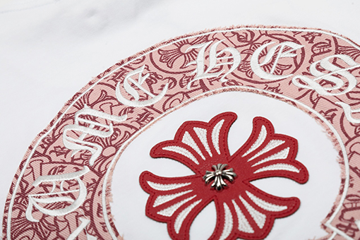 クロムハーツスーパーコピー 刺繍パッチパターンクロスメタルレザータグ半袖シャツ