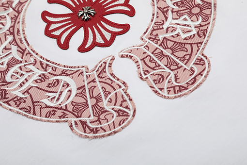 クロムハーツスーパーコピー 刺繍パッチパターンクロスメタルレザータグ半袖シャツ