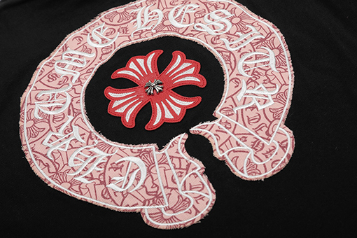 クロムハーツスーパーコピー 刺繍パッチパターンクロスメタルレザータグ半袖シャツ