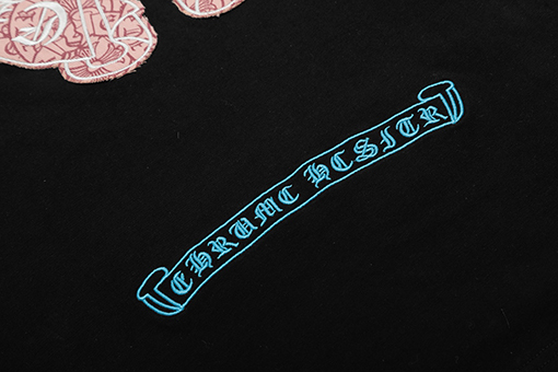 クロムハーツスーパーコピー 刺繍パッチパターンクロスメタルレザータグ半袖シャツ