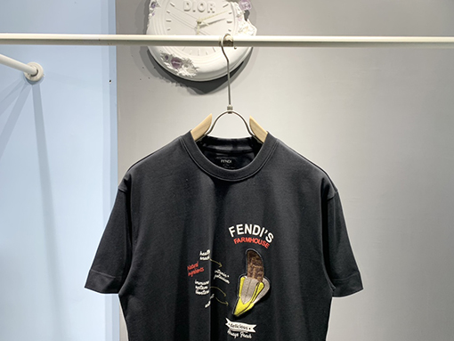 フェンディ2025ss新しいLiciousバナナ刺繍プリントTシャツ