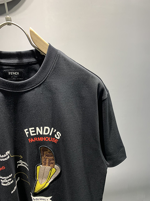 フェンディ2025ss新しいLiciousバナナ刺繍プリントTシャツ