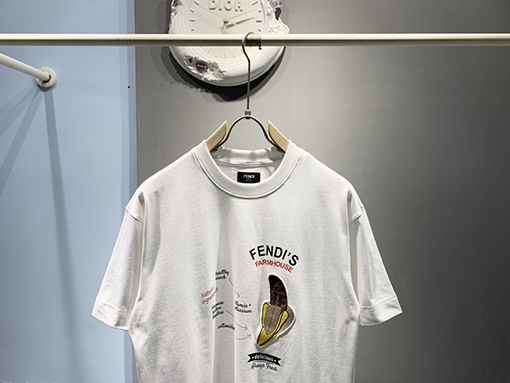 フェンディ2025ss新しいLiciousバナナ刺繍プリントTシャツ