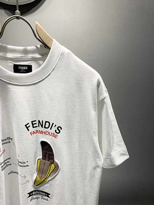 フェンディ2025ss新しいLiciousバナナ刺繍プリントTシャツ