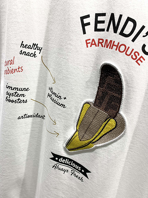 フェンディ2025ss新しいLiciousバナナ刺繍プリントTシャツ