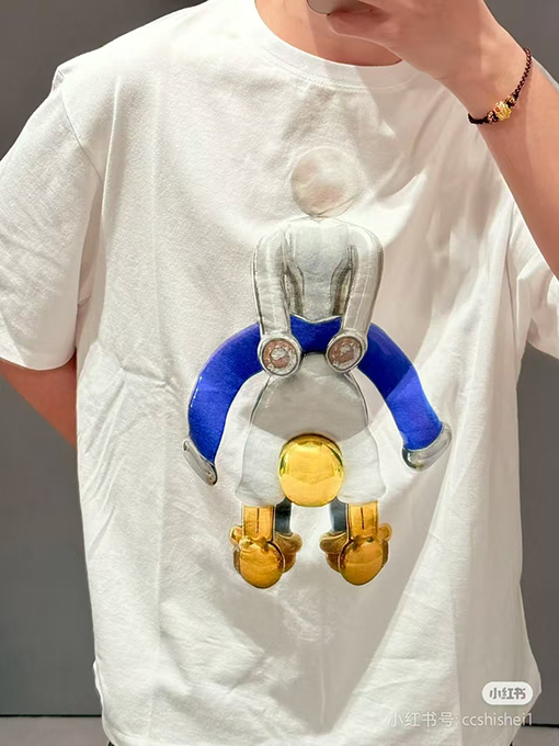 ロエベ新しいシリーズの漫画柄半袖Tシャツ