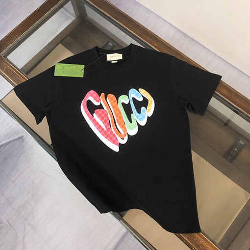 グッチ新しいプリント文字半袖クルーネックTシャツ