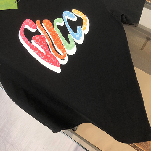 グッチ新しいプリント文字半袖クルーネックTシャツ