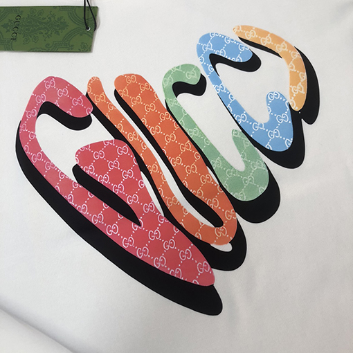 グッチ新しいプリント文字半袖クルーネックTシャツ