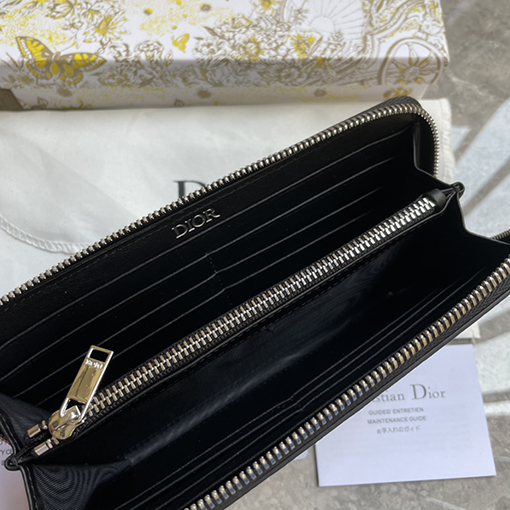 ディオールOblique サドルジッパー長財布