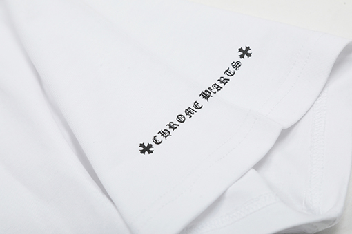 クロムハーツホワイトシルバーメッキ立体プリント半袖シャツ