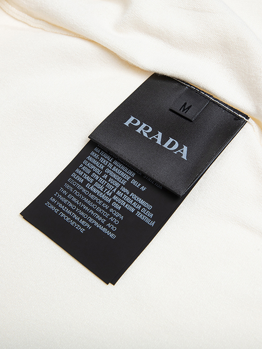 プラダシンプルな文字ロゴ刺繍半袖Tシャツ