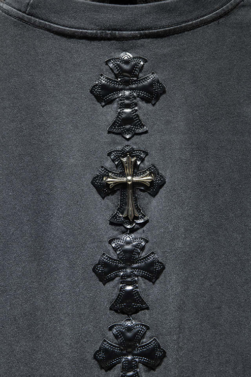 クロムハーツコットン前面の刺繍半袖Tシャツ
