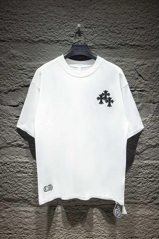 クロムハーツコットン前面の刺繍半袖Tシャツ