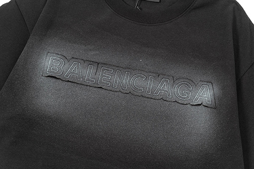 バレンシアガアップリケ文字刺繍古びた半袖Tシャツ