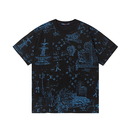 ルイヴィトンコピーアルファベットプリント半袖Tシャツ