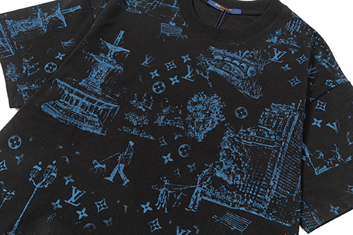 ルイヴィトンコピーアルファベットプリント半袖Tシャツ