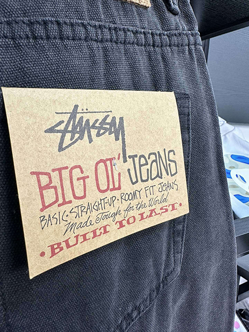 ステューシーウォッシュされた古いキャンバスルーズジーンズ