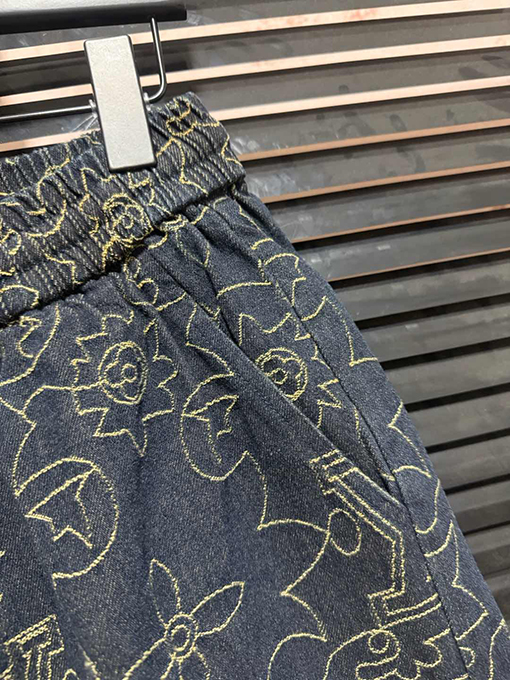 ルイヴィトン新しいロゴプリント半袖デニムスーツ