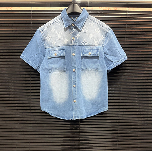 ルイヴィトン新しいウォッシュブルーデニムアルファベット刺繍ステッチデニムセット