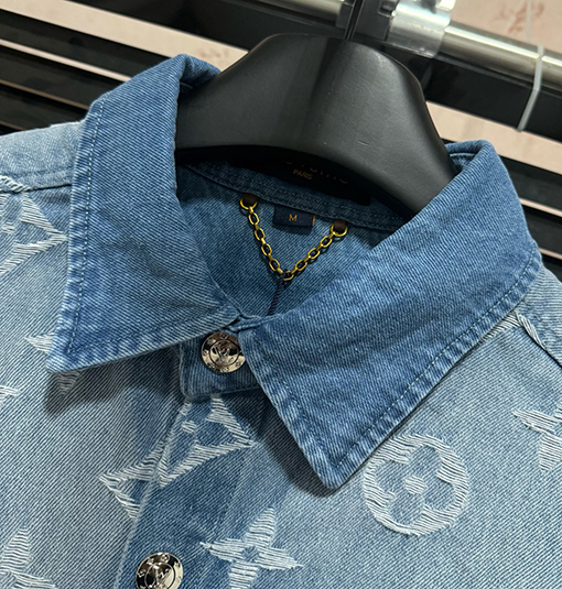 ルイヴィトン新しいウォッシュブルーデニムアルファベット刺繍ステッチデニムセット
