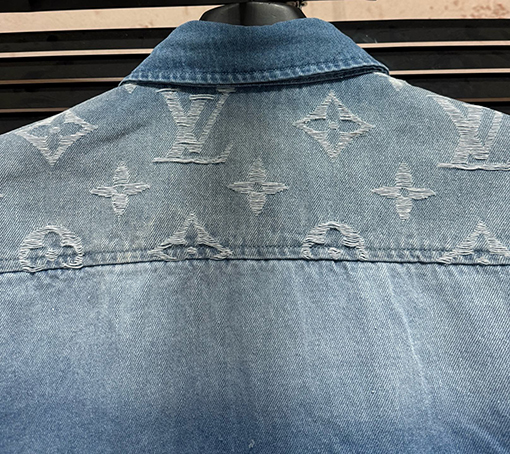 ルイヴィトン新しいウォッシュブルーデニムアルファベット刺繍ステッチデニムセット