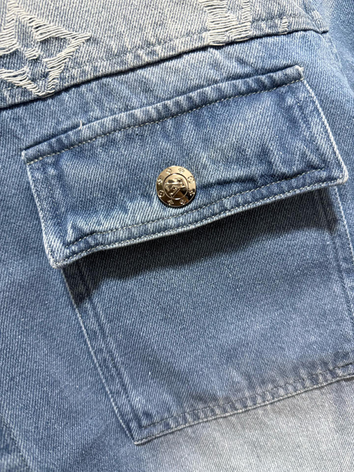 ルイヴィトン新しいウォッシュブルーデニムアルファベット刺繍ステッチデニムセット