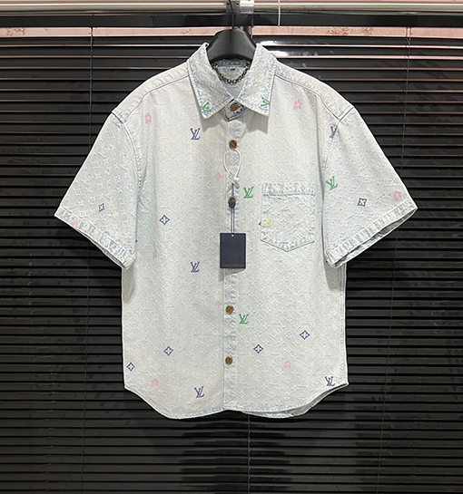 ルイヴィトンカラフルなアルファベットのロゴ刺繍ステッチのデニムセット