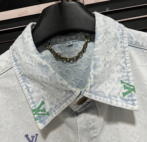 ルイヴィトンカラフルなアルファベットのロゴ刺繍ステッチのデニムセット