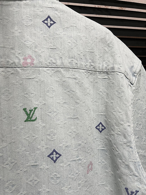 ルイヴィトンカラフルなアルファベットのロゴ刺繍ステッチのデニムセット