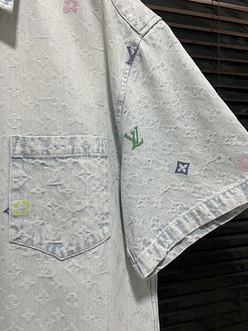 ルイヴィトンカラフルなアルファベットのロゴ刺繍ステッチのデニムセット