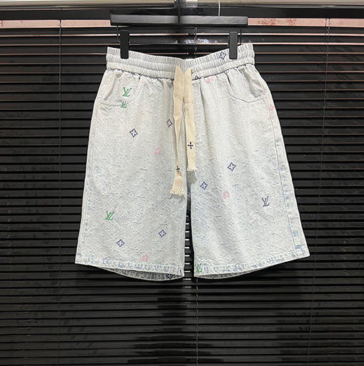 ルイヴィトンカラフルなアルファベットのロゴ刺繍ステッチのデニムセット