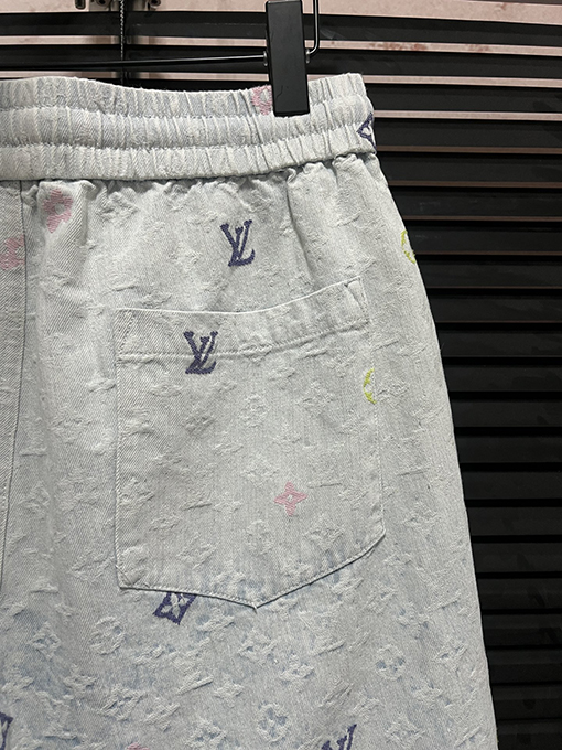 ルイヴィトンカラフルなアルファベットのロゴ刺繍ステッチのデニムセット