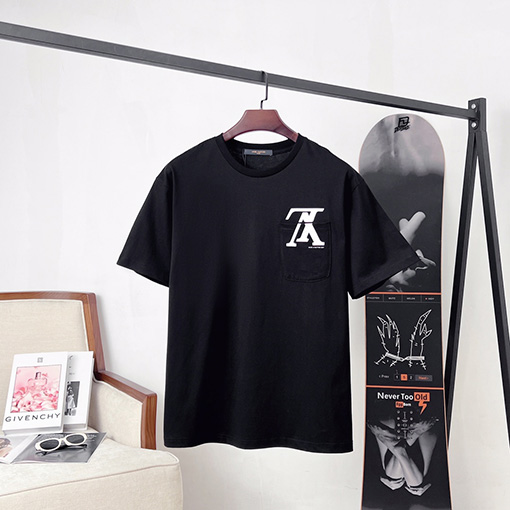 ルイヴィトンLV逆立ちロゴポケットプリント半袖Tシャツ